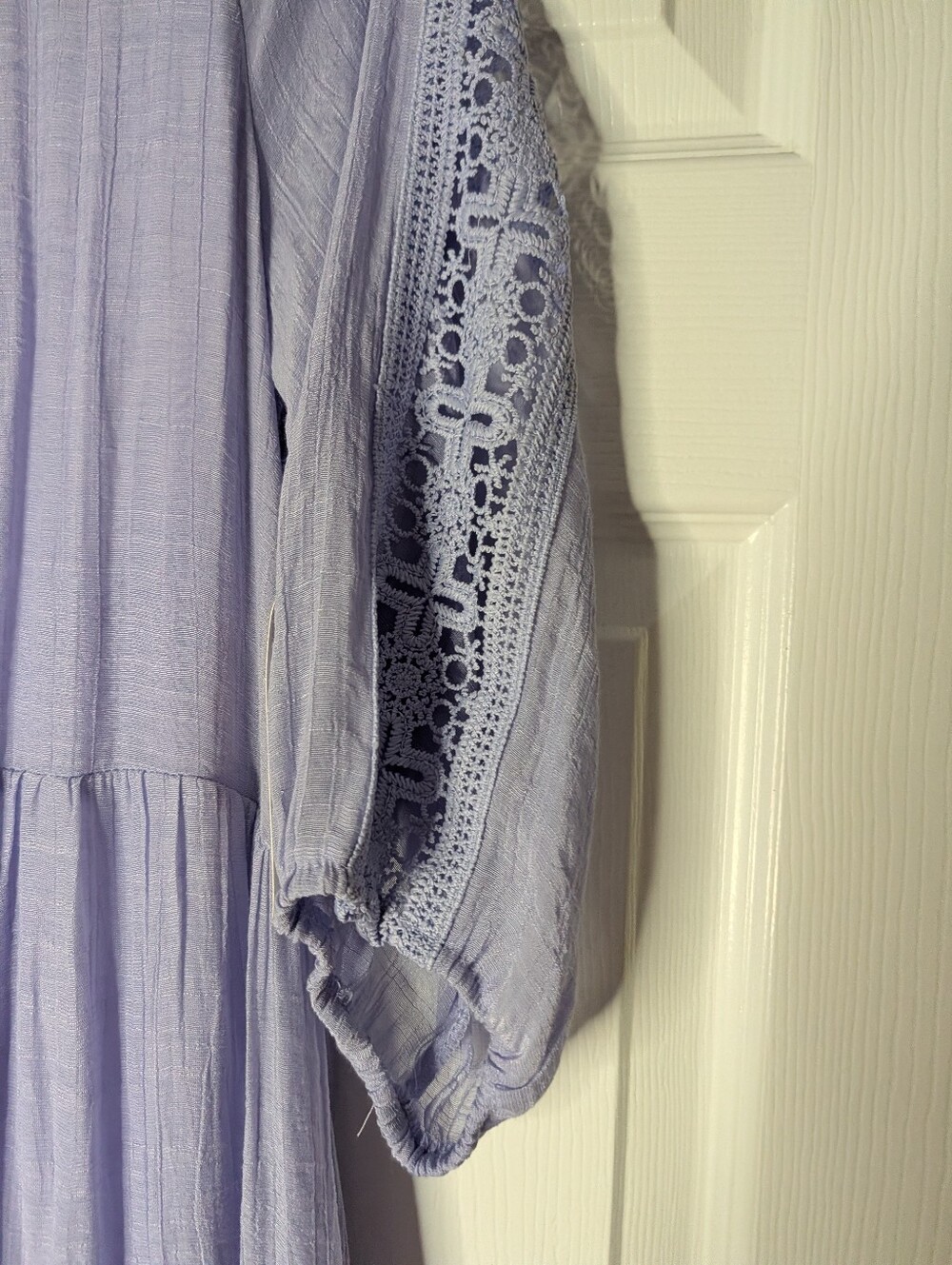 Just Found Blue/Lavender Crochet Lace Tiered Boho Dress 1X NWT Cottagecore 1-27 - Picture 4 of 8